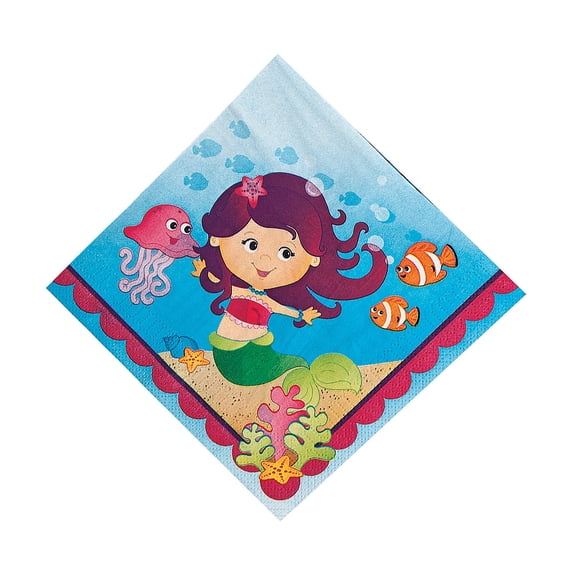 Mermaid Party Lunch Napkins - Party Supplies - 16 Pieces