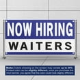 thumbnail image 3 of Now Hiring Waiters 13 oz Heavy Duty Vinyl Banner Waitress Waiter Jobs Available Help Wanted Sign for Business Advertising Indoor/Outdoor Single-Sided w/ Metal Grommets (2x5 ft, Wh & Bl & Bk), 3 of 6