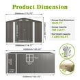 thumbnail image 3 of 10 x 14 FT Outdoor Storage Shed, Large Metal Storage Shed with Three Lockable Door & Air Vent & 2 Clear Window, Garden Tool Shed for Bicycles, Tools, Lawnmowers, Backyards, Patios, Lawns - Gray, 3 of 10