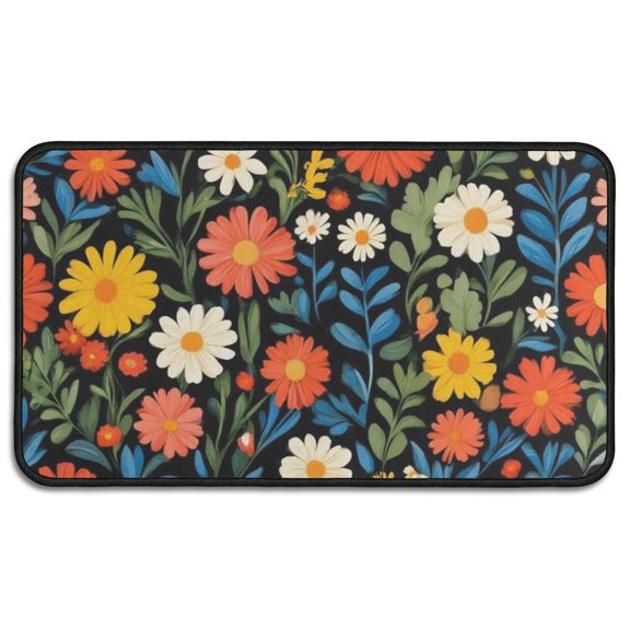 Pioneer Flower Floral Print Pattern Door Rugs,Washable Non Slip Door Mats Indoor,Decorative Door Mats,Entry Mat Indoor for Entrance,Bedroom,Kitchen,Bathroom,30"x17"
