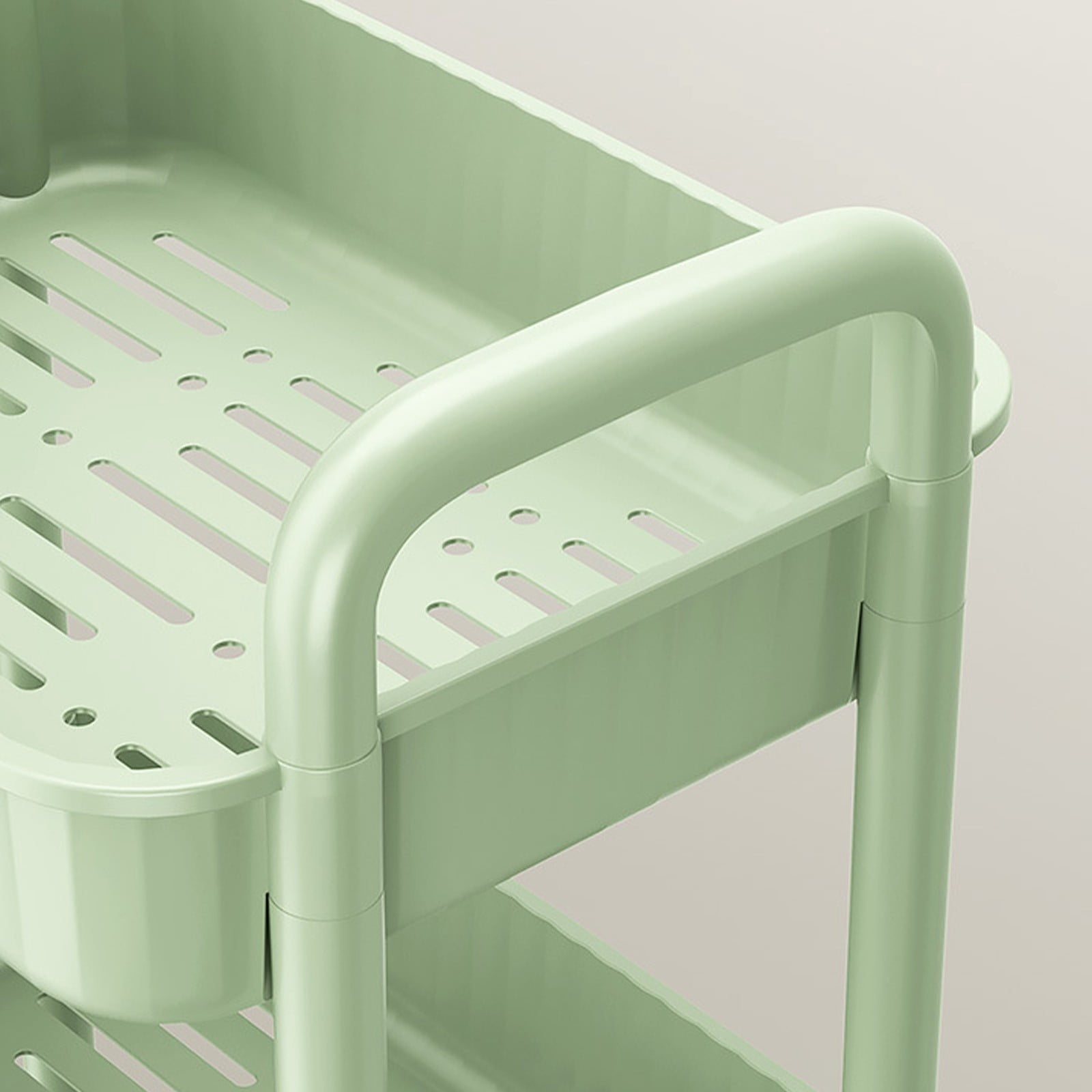 Two Tier Plastic Rolling Cart With Locking Swivel Casters, Lightweight Sturdy Large Capacity, Easy Assembly Handle Design, Mobile Storage, For Kitchen Office Bedroom Pantry Laundry Room Organization