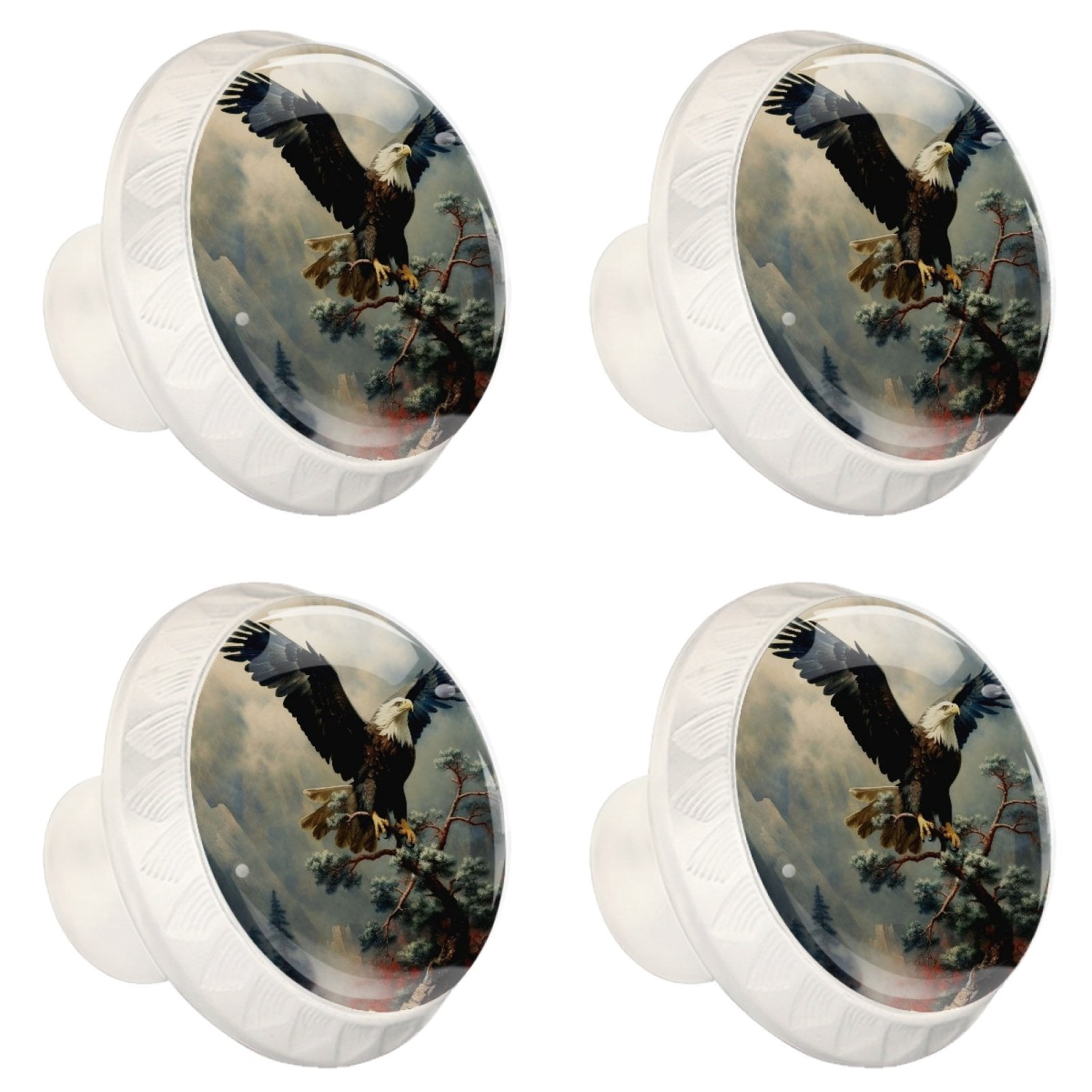 4 Pcs Eagle Knobs for Kitchen Cabinet Cupboard Dresser Bookcase Drawer Pulls Handles Round Home Decor