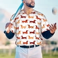 thumbnail image 5 of Zufioo Dachshund Walking Print Men's Baseball Short Sleeve, Moisture Wicking Button-Down Hip Hop Tee-Large, 5 of 7