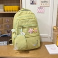 thumbnail image 3 of Foral School Backpack, Multi-layer Backpack with Star Pendant&Mini Pendant Bag, Lightweight Loptop Backpack for Middle School College, Green, 3 of 10