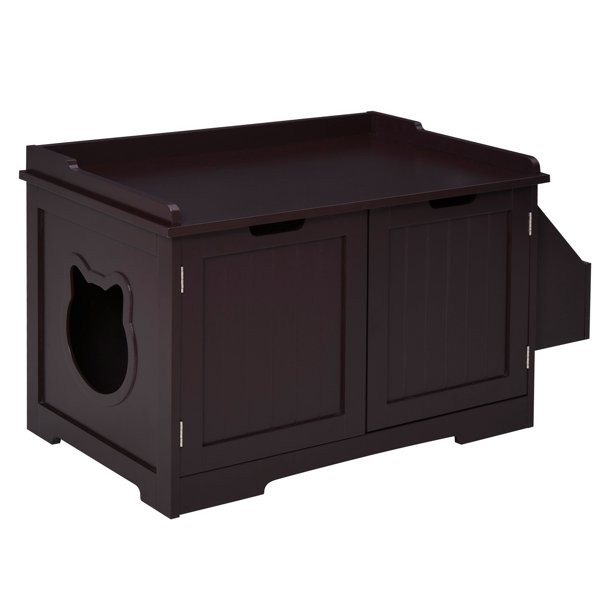 Pawhut Wooden Cat Litter Box Enclosure, Brown