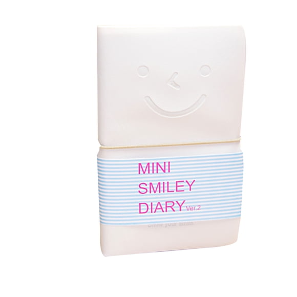 Inteprter Adorable cara sonriente cubierta de cuero cuerdas elásticas colorida página interior Mini diario cuadernos Color al azar Suministros de escritura y corrección