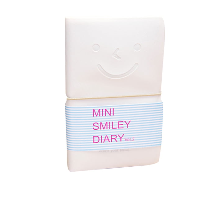 Inteprter Adorable cara sonriente cubierta de cuero cuerdas elásticas colorida página interior Mini diario cuadernos Color al azar Suministros de escritura y corrección