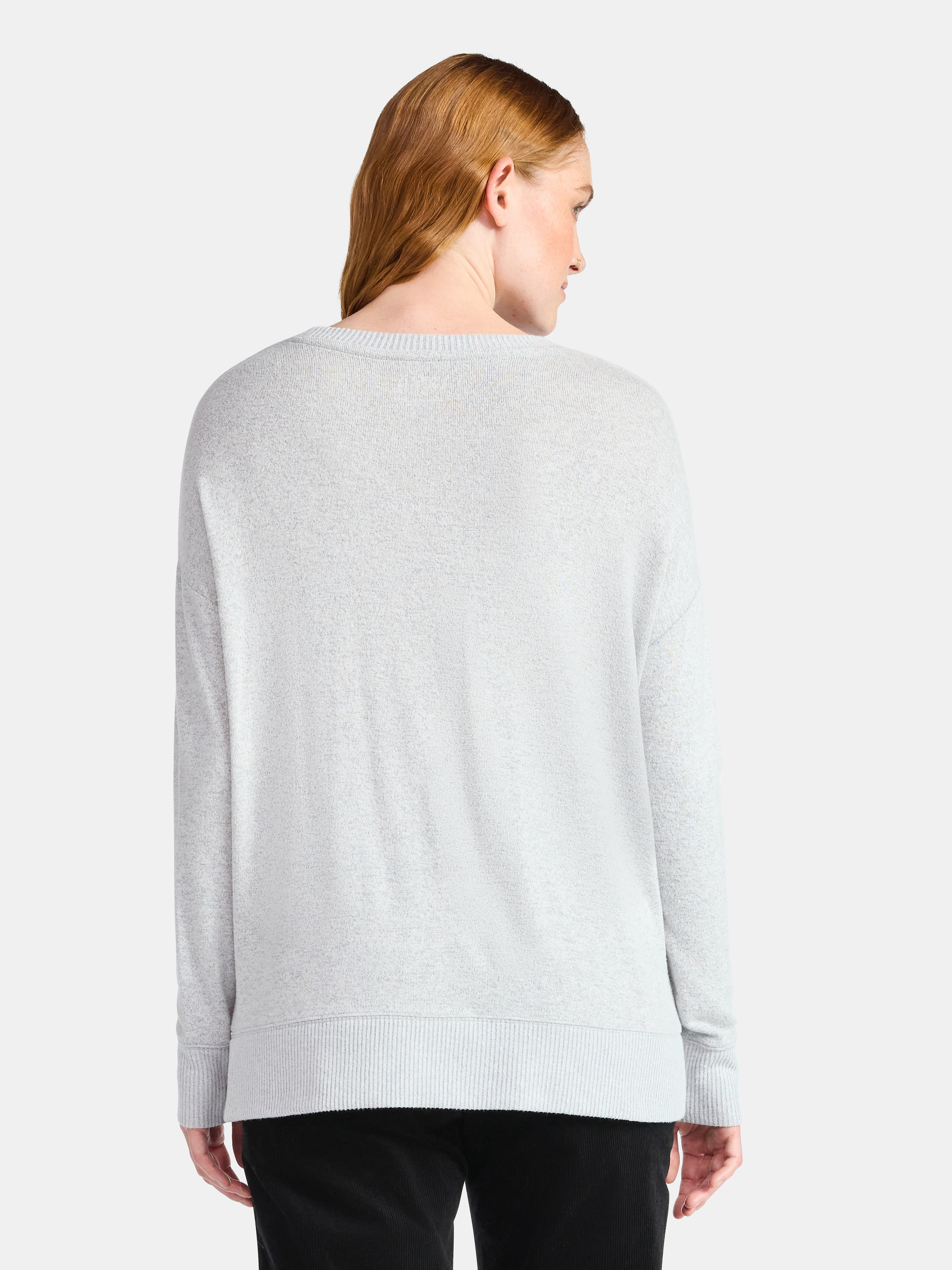 Time and Tru Women's Hacci Knit Tee with Long Sleeves, Sizes XS-XXXL