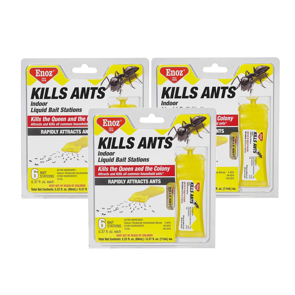 (3 Pack) Enoz Ant Baits Liquid Ant Traps 6 Ct