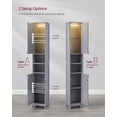 thumbnail image 5 of Illuminated Tall Storage Cabinet, Slim Freestanding Organizer with Auto LED Lights & Adjustable Shelves, for Small Spaces, Dove Gray, 5 of 6