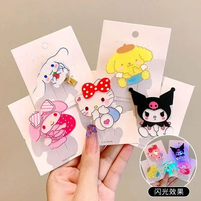 Kawaii Sanrio Hello Kitty flequillo Clip My Melody Kuromi Cinnamoroll Purin accesorios para el cabello Anime lindo tocado de dibujos animados regalo para niñas