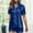Blue, variant on Womens Lounge Set 2 Piece Satin Pajamas Short Sleeve Button Up Sleepwear Set Casual Homewear Silky Pjs Black XL