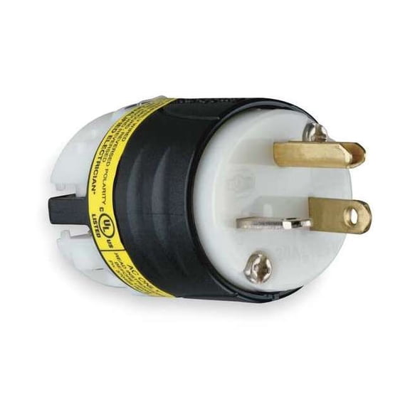 Straight Blade Plug, 5-20P, 20 A, 125V AC, 2 Pole, Screw Terminals, Grounded