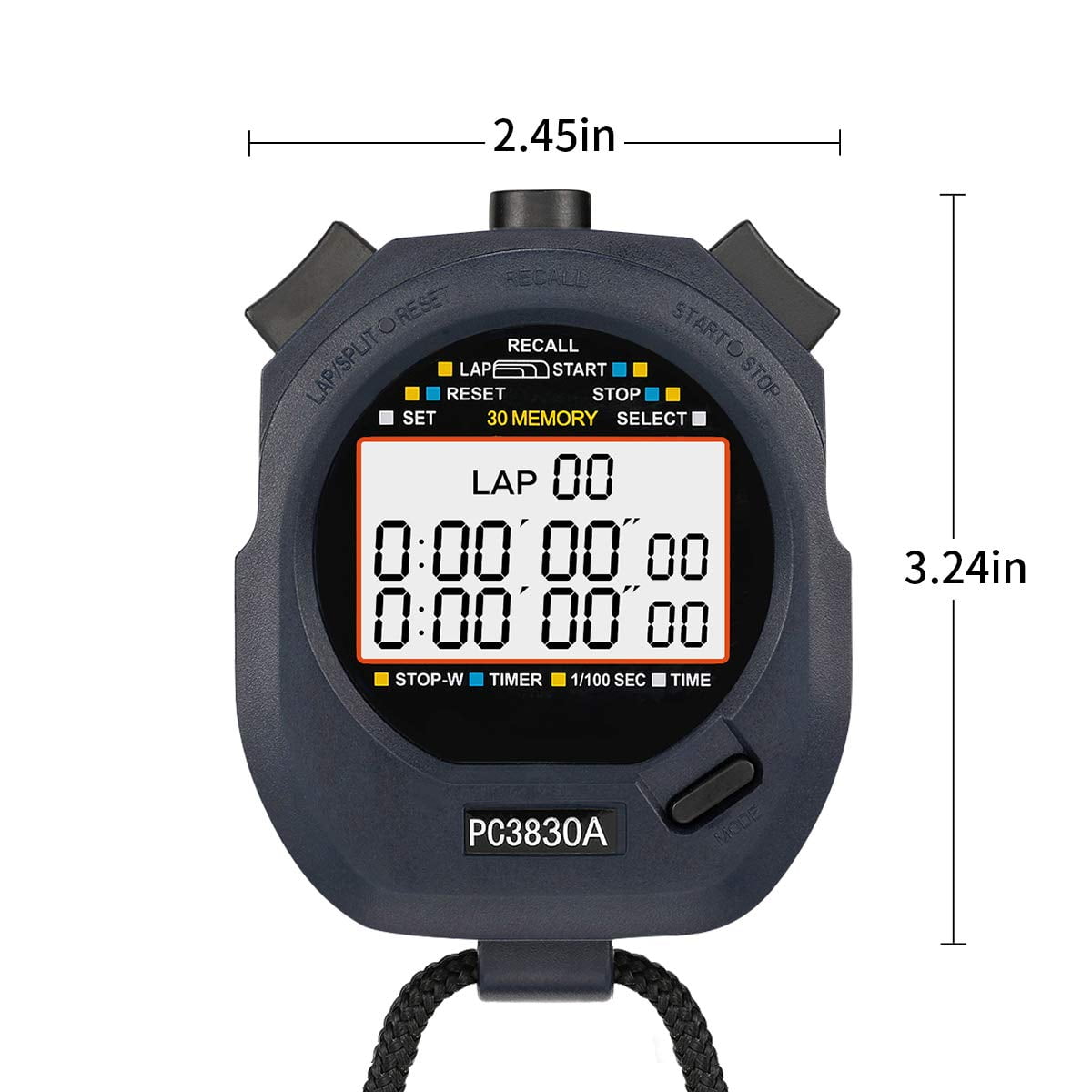 digital watch with stopwatch and timer