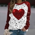 thumbnail image 2 of Penkiiy T-Shirt Décontracté à Col Rond pour Femmes, Manches Longues, Mignon, Tendance, Grande Taille, Imprimé Cœur, TG Rouge, 2 of 5