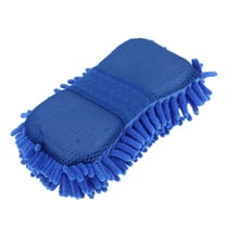 Unique Bargains 1 Pc Universal Car Wash Mitts Chenille Cleaning Sponge Brush Noodle with Elastic Strap Scratch Free Soft Absorbent for Car Home Window - Blue