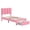 Pink, variant on Twin Upholstered Bed Frame with One Storage Drawers, Adjustable Velvet Headboard, No Box Spring Needed, Metal Platform