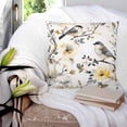 thumbnail image 3 of Pillow Covers 16x16 Set of 2, Yellow Grey Botanical Throw Pillow Covers Decorative Couch Cushion Cover, Spring Floral Summer Birds Vintage Microfiber Soft Square Pillowcases for Bedroom Sofa, 3 of 7