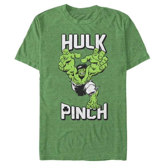 Men's Marvel Hulk Pinch St. Patrick's  Graphic Tee Kelly Heather Large