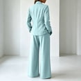 thumbnail image 4 of Women's 2 Piece Outfits Matching Lounge Sets Wrap Tops and Pants Fall Business Suit Set Dressy Pantsuits Women's Casual Business Office Suit, 4 of 7