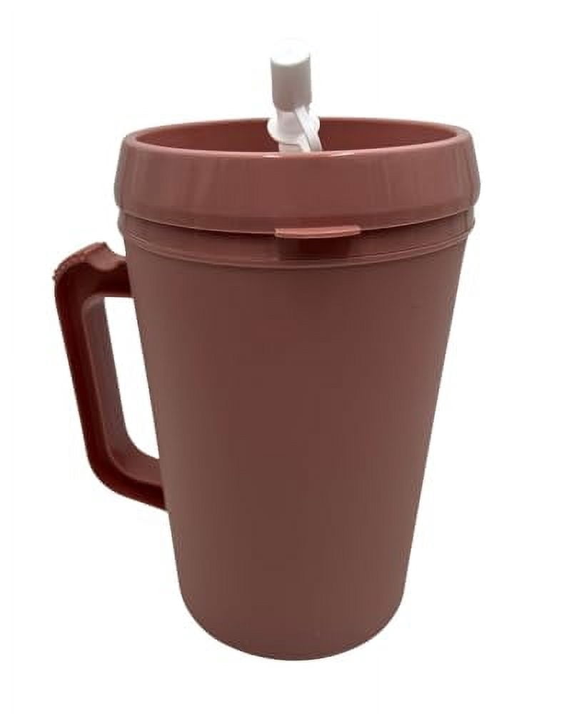 Sandhill Tools 34 oz Insulated Hospital Hot and Cold Water Bottle With Flexible Straw and Sipping Spout, Rose (Pack of 2)