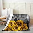 thumbnail image 2 of YST Aesthetics Rose Throw Blanket 40x50 inch Retro Black Grey Yellow Floral Fleece Blanket Rustic Farmhouse Rose Flannel Blanket Valentine's Day Bed Blanket for Sofa Bed Couch Chair Office, 2 of 4
