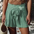 thumbnail image 4 of Lenpel Women's Flowy Shorts Casual Elastic High Waisted Tie Front Ruffle Wide Leg Shorts Summer Beach Vacation Outfits, 4 of 6