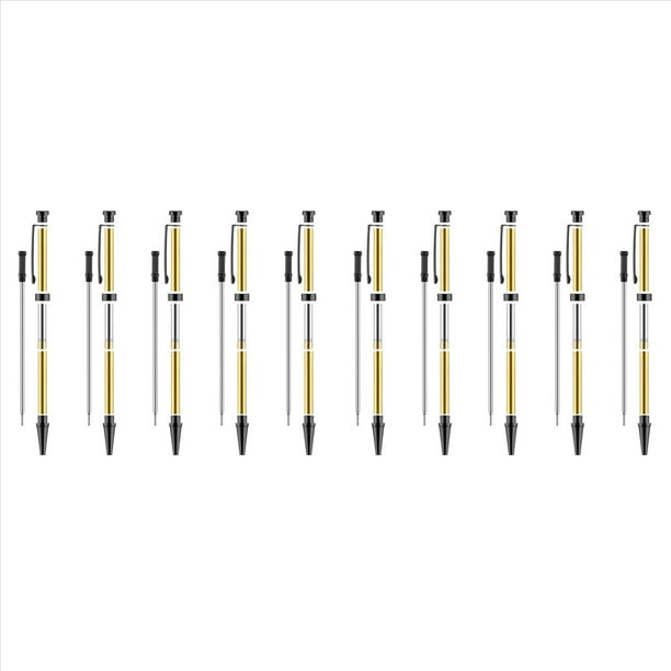 Kit de 10 Bolígrafos Delgados para Torneado de Madera, Bolígrafo Giratorio de 7 mm con Recarga, Ideal para Regalos de Bricolaje, Color Negro.