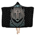 thumbnail image 4 of Manta con capucha de vikingo nórdico para hombre, manta con garabatos, runas y brújula, tótem, impresión 3D, manta de franela suave y cómoda con capucha, ropa de cama, 4 of 5