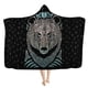 thumbnail image 4 of Manta con capucha de vikingo nórdico para hombre, manta con garabatos, runas y brújula, tótem, impresión 3D, manta de franela suave y cómoda con capucha, ropa de cama, 4 of 5