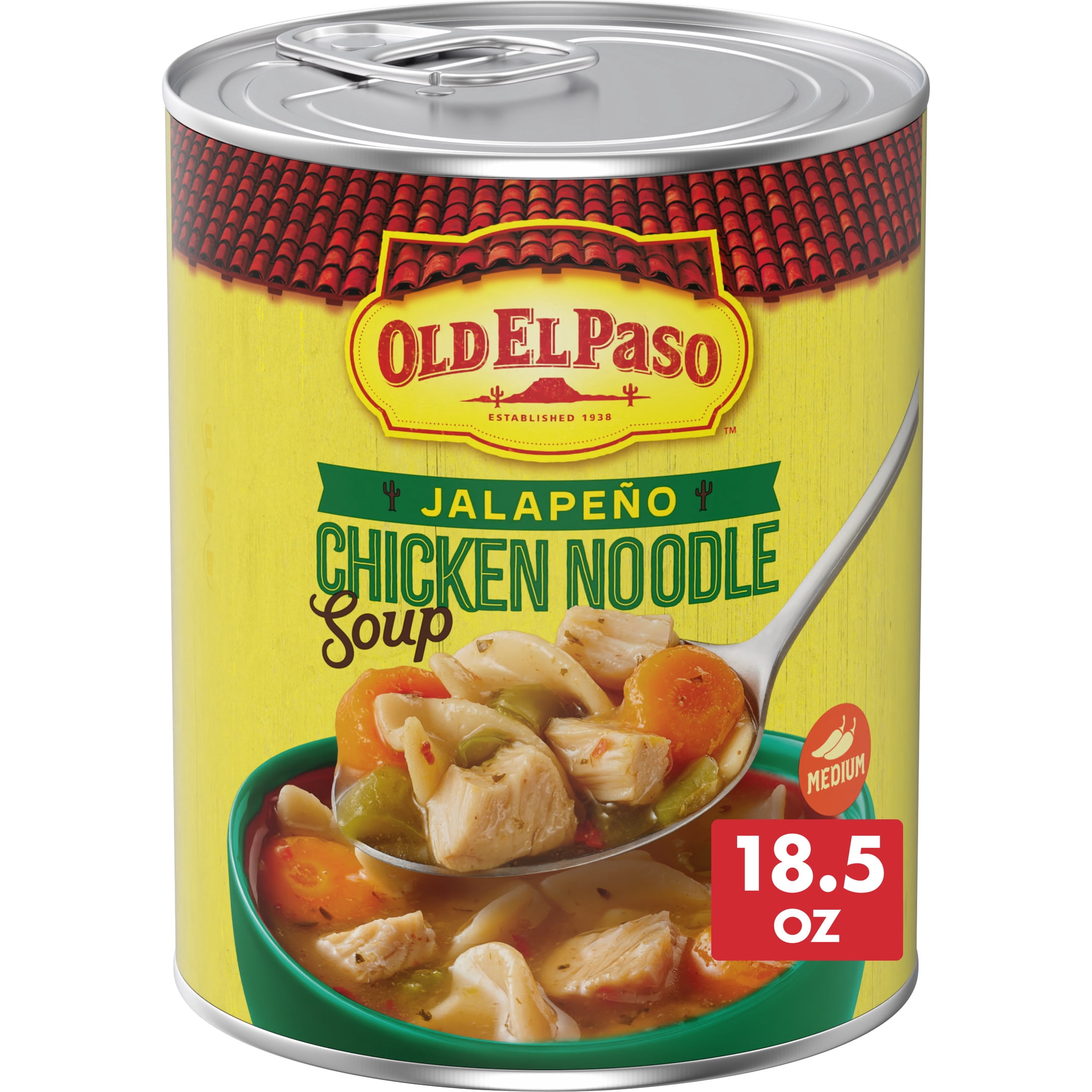 (12 pack) Old El Paso Jalapeno Chicken Noodle Soup, Ready to Serve Canned Soup, 18.5 oz