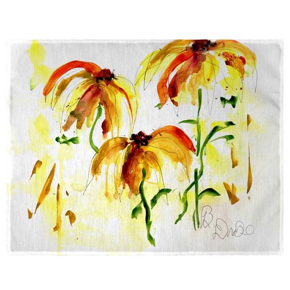 Betsy Drake PM1377 14 x 18 in. Yellow Flowers Place Mat - Set of 4