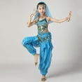 thumbnail image 7 of Sky Blue Kids Middle Eastern Belly Dance Costume - 100% Polyester 5-13 Years with Coin Accents & Flowy Harem Pants, Complete Girl’s Performance Outfit,Size 5-7 T, 7 of 7