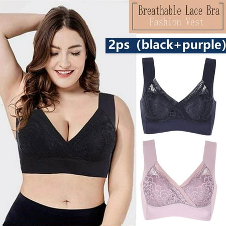 

2 PCS Women Yoga Sports Extra-Elastic Breathable Lace Trim Bra Underwear