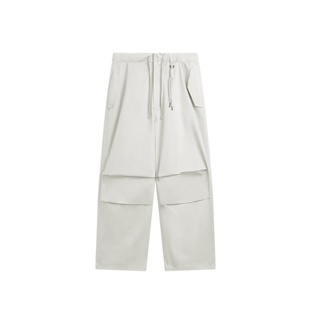 Pantalones de paraguas de pierna ancha lavados para hombre, pantalones casuales holgados con bolsillos de moda de primavera y verano para hombre