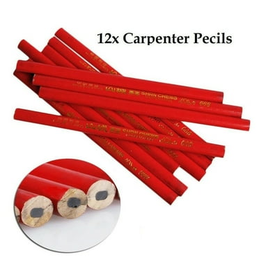 12Pcs Pencils 175mm-Black Carpenters Construction Lead Marking Pencil Tool