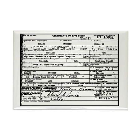 CafePress - Obama Birth Certificate - Rectangle Magnet, 2"x3" Refrigerator Magnet