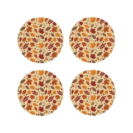 

Tideii Autumn Leaves 2 for Leather Coasters 4 Pieces Anti-fouling and Anti-scalding Decorative Coasters Suitable for Restaurants Kitchens Coffee Shops-Round Shape