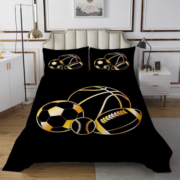 Erosebridal Ball Gamer Bedspread Sets Twin Size,Sport Theme Bed Quilt,Gaming Room Decor,Breathable,2-Piece