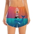 thumbnail image 2 of Pofeuu Lighthouse and Whale Print Women's Athletic Shorts Running Workout Shorts Tummy Control Quick Dry Gym Shorts with Pockets Double layer sports shorts-Large, 2 of 7