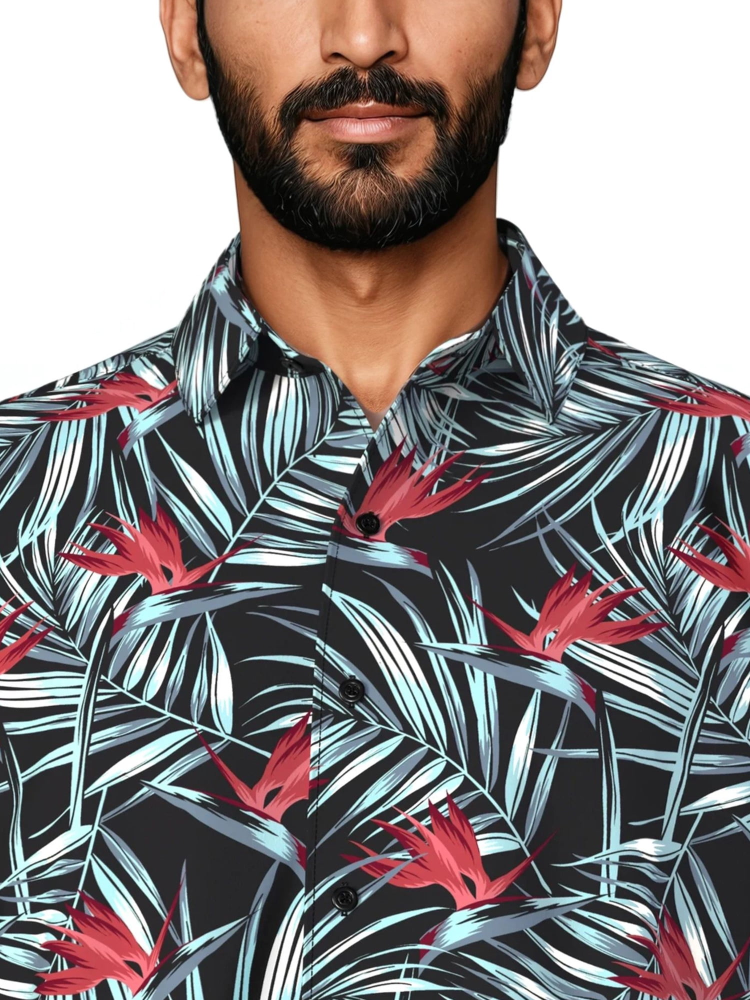 Cafe Luna Men's and Big Men's Printed Floral Textured Short Sleeve Woven Shirt, Size S-4XL