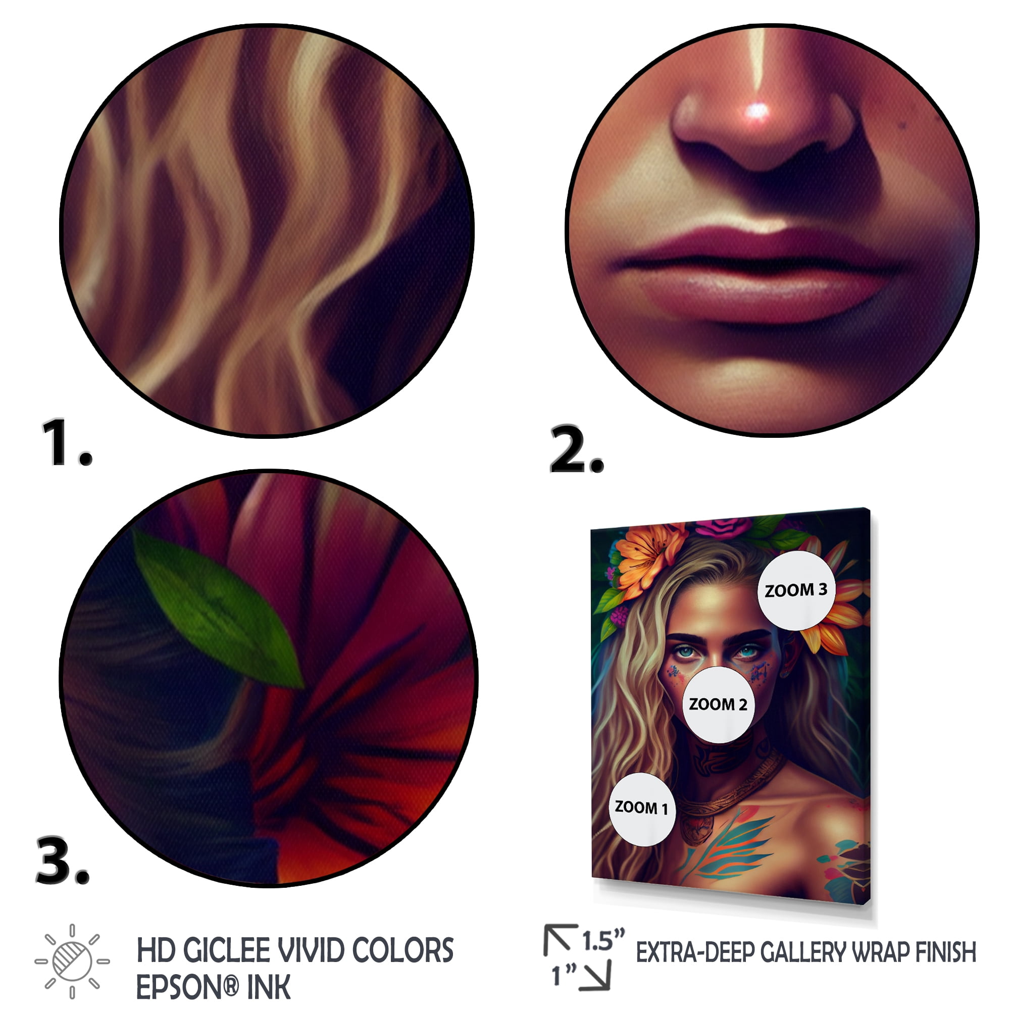 Designart Colorful Tropical Woman Portrait IV Canvas Wall Art