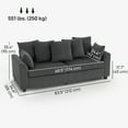 thumbnail image 3 of HOMCOM Corduroy Couch with 8 Removable Pillows, 3 Seater Sofa, Dark Grey, 3 of 10