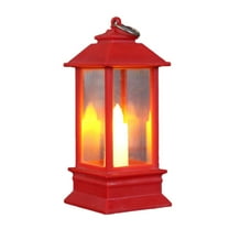 Christmas LED Wind Lantern Night Light - Micro-Landscape with 1 Candle, Christmas Tree Decor, Holiday Gift, Soft Glow, Suitable for Home, Festive Vibe to Nighttime, Red, 2.16*2.16*5.12in