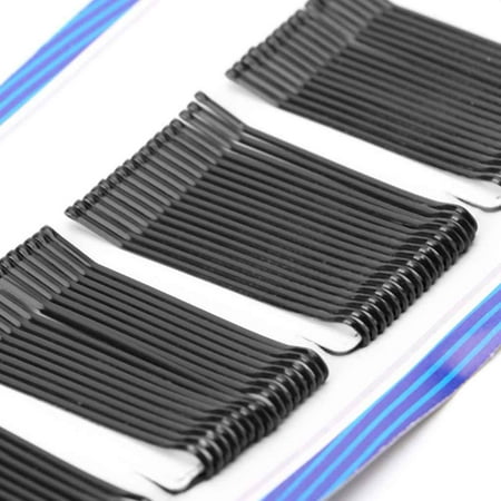 60pcs Women Waved Flat Type Hair Clips Black Invisible Bobby Pins