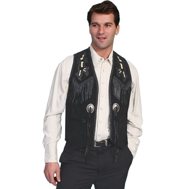Western Vest OYOANGLE Men's Boho Fringe Vest - Western Cowboy