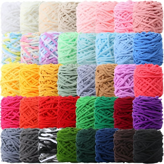 VANIDO Chunky Crochet Yarn,Multi Colored Knitting Yarn Bulk,Velvet Weaving Yarn Crocheting Thread,for Knitting and DIY Crafts
