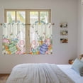 thumbnail image 3 of Easter Kitchen Curtains 45 Inch Length, Spring Rabbit Ears Foot Colorful Eggs Leaf Floral Tiers Curtains for Bathroom Bedroom Cafe, Light Filtering Small Window Treatment Drapes 2 Panels 42"Wx45"L, 3 of 8