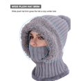 thumbnail image 5 of Spencer Womens Winter Hats, 3-in-1 Winter Beanie Scarf & Mask Set Knit Beanie Hat Fleece Lined Skull Hats with Pompom for Women, Gray, 5 of 10