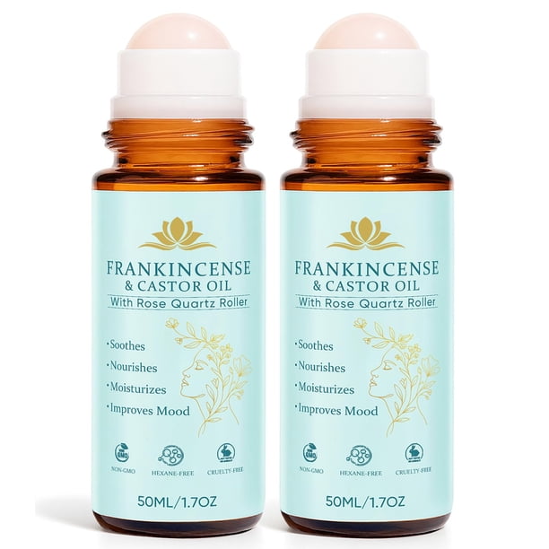 Aceite de ricino Roll On con incienso y cuarzo rosa, 50 ml